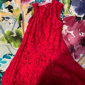 A red lace dress
